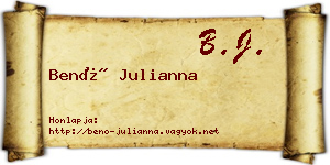 Benő Julianna névjegykártya